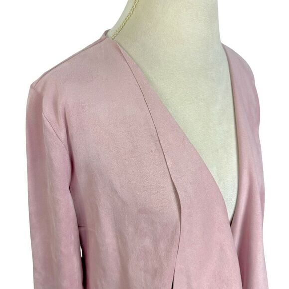 Soft Surroundings Blush Pink Micro Suede Cardigan Drape Open Front Size M - Picture 9 of 12